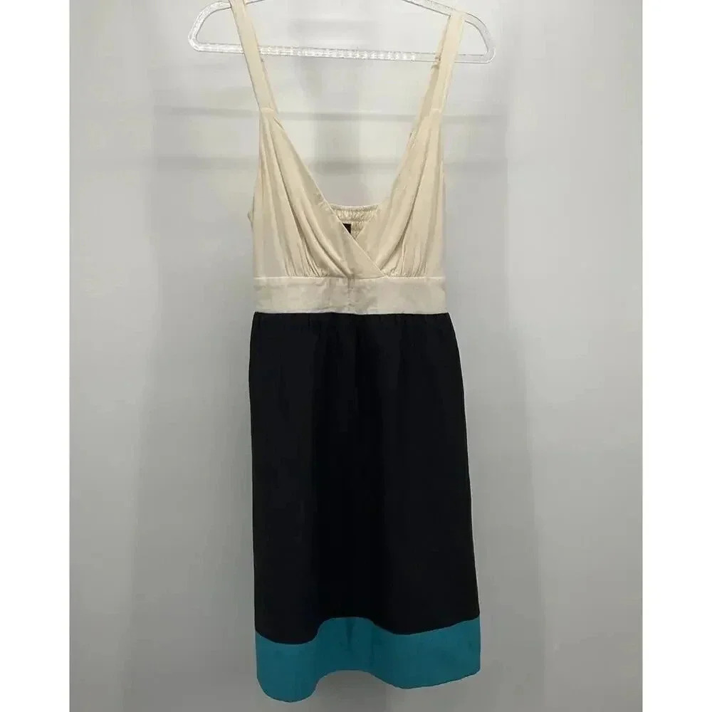 Guess Dress Med Mini Teal Black Cream Colorblock Y2k Flowy Elastic Stretch‎
